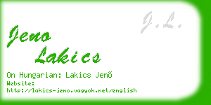 jeno lakics business card